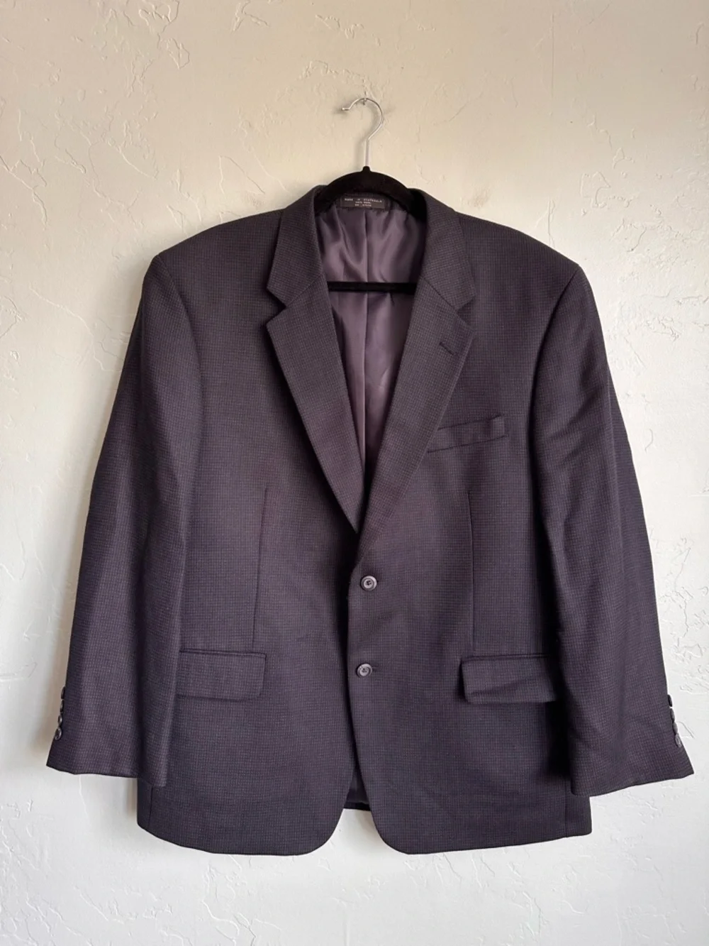 Jones New York Men's 100% Wool Navy Blue Black Two-Button Blazer Jacket Size S44